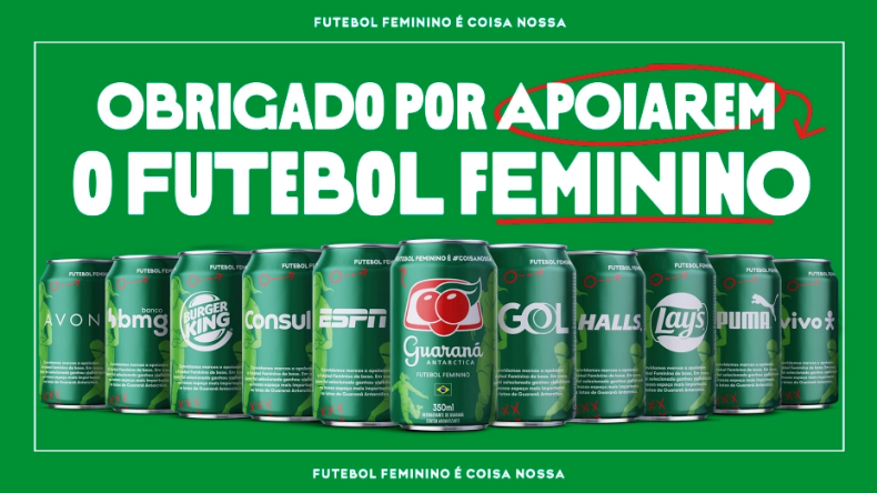 Puma, Burger King, Avon e outras grandes marcas se unem à Guaraná Antarctica em apoio ao futebol feminino.