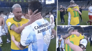 Neymar e Messi celebram a amizade fora de campo após a final da Copa América 2021