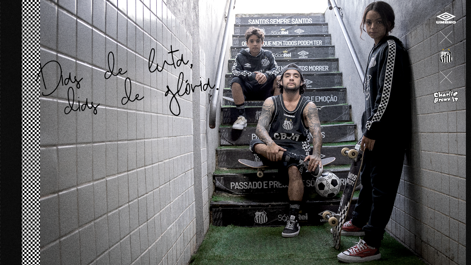 Futebol, Música e Skate estão juntos na collab da UMBRO com Santos FC e Charlie Brown Jr