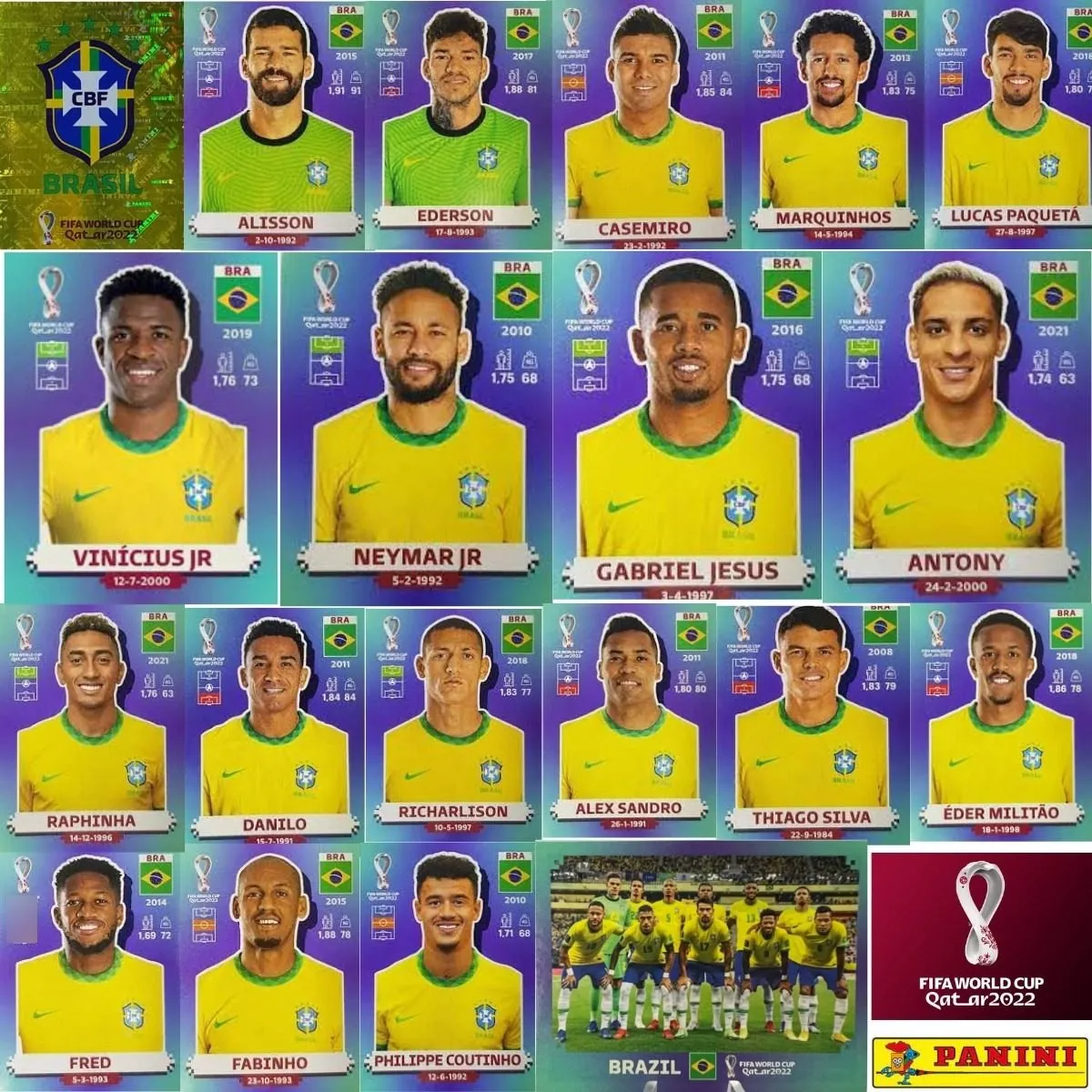 Gostou da convocação? Compare o álbum da seleção brasileira com os jogadores do Brasil escolhidos para a  FIFA World Cup Qatar 2022™