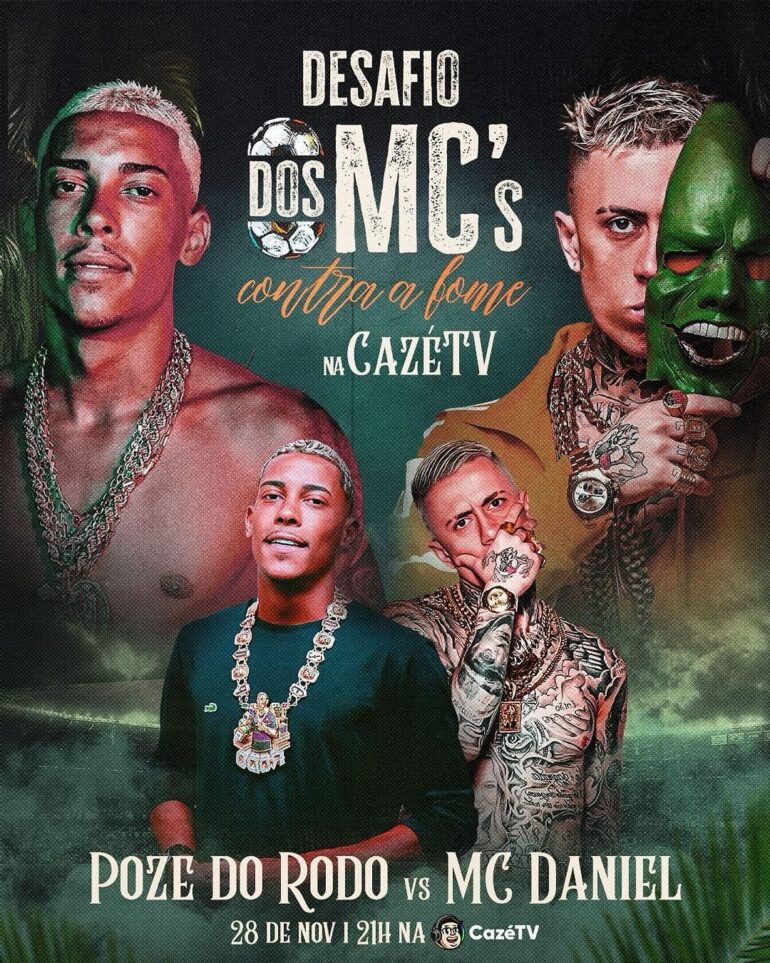 Desafio dos MCs Contra a Fome: Time RJ – Poze do Rodo x Time SP – MC Daniel, mais detalhes e data do evento