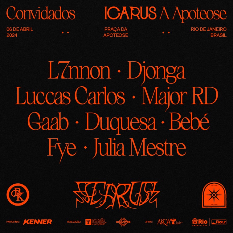 BK´ anuncia participações como Djonga e L7NNON em show ICARUS: A Praça da Apoteose, no Rio de Janeiro