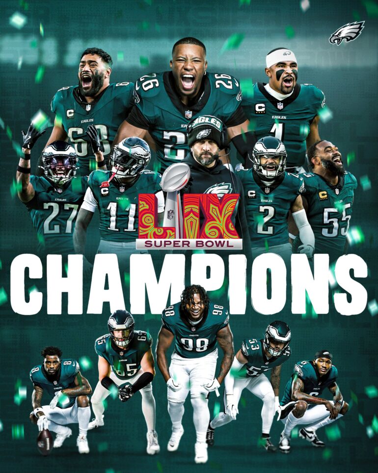 Philadelphia Eagles encerram sonho do tricampeonato dos Chiefs e conquistam o Super Bowl LIX